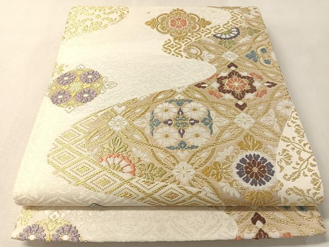 平和屋着物●六通柄袋帯 唐織 吉祥花文 金糸 正絹 逸品 CABL6282vp