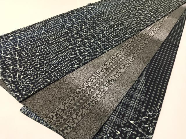 平和屋着物●両面 両方向 全通柄袋帯 藍 吉祥花文 トンボ 正絹 逸品 未使用 CABL6287vp