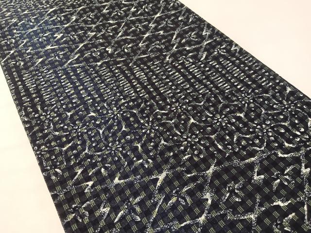 平和屋着物●両面 両方向 全通柄袋帯 藍 吉祥花文 トンボ 正絹 逸品 未使用 CABL6287vp