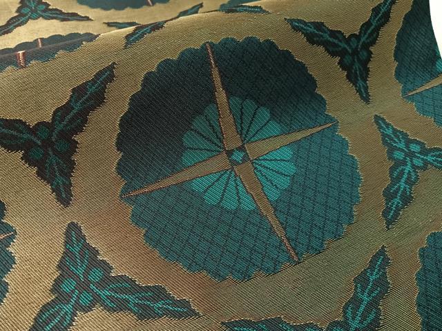 平和屋着物●両面 全通柄袋帯 幾何学文様 金糸 正絹 逸品 未使用 CABL6293vp