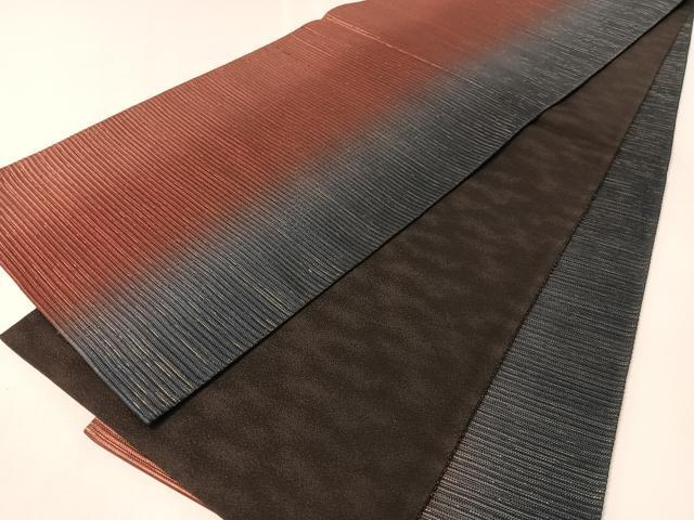 平和屋着物●全通柄 京袋帯 縦霞 金糸 正絹 逸品 CABL6299vp