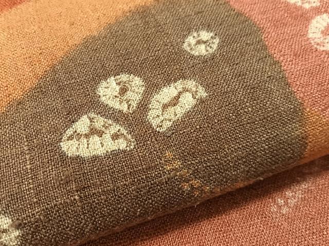 平和屋着物●太鼓柄袋帯 紬地 絞り 道長舞葉文 正絹 逸品 CABL6300vp