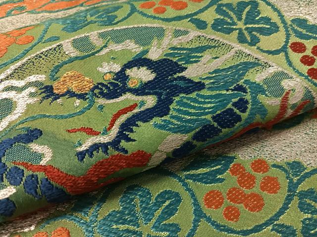 平和屋着物●アンティーク 大正ロマン 九寸名古屋帯 雲龍 金銀糸 正絹 逸品 CABL6313vp