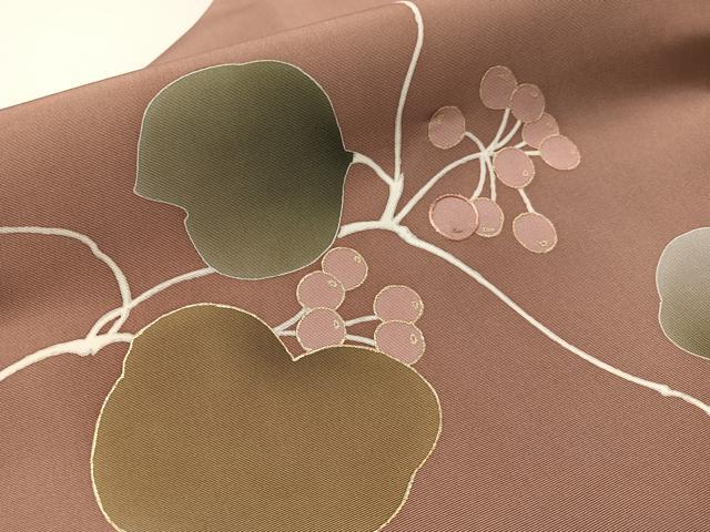 平和屋着物●塩瀬 九寸名古屋帯 刺繍 ろうけつ染 南天文 金彩 正絹 逸品 CABL6325vp