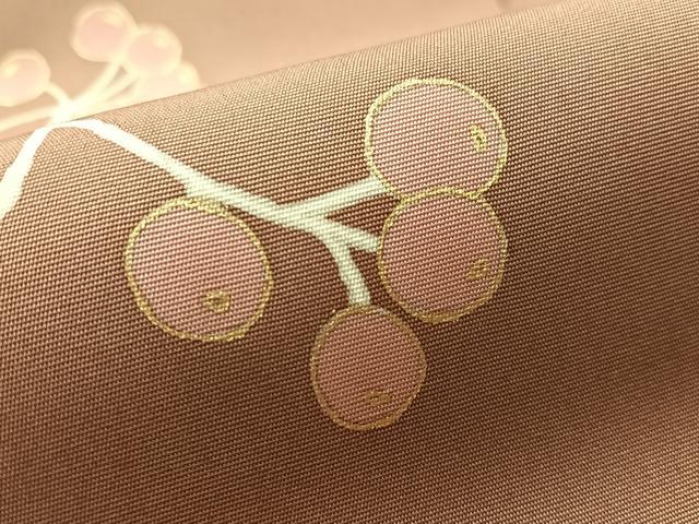 平和屋着物●塩瀬 九寸名古屋帯 刺繍 ろうけつ染 南天文 金彩 正絹 逸品 CABL6325vp
