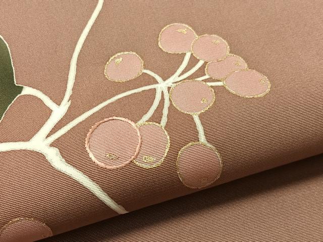 平和屋着物●塩瀬 九寸名古屋帯 刺繍 ろうけつ染 南天文 金彩 正絹 逸品 CABL6325vp