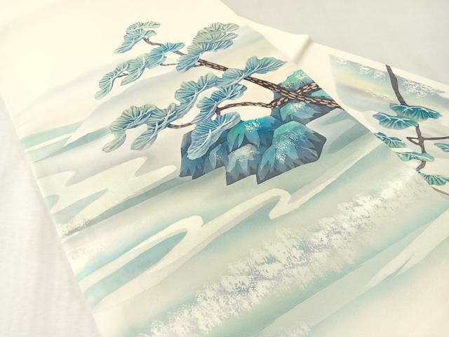 平和屋着物●塩瀬 九寸名古屋帯 ろうけつ染 浜松文 正絹 逸品 CABL6329vp