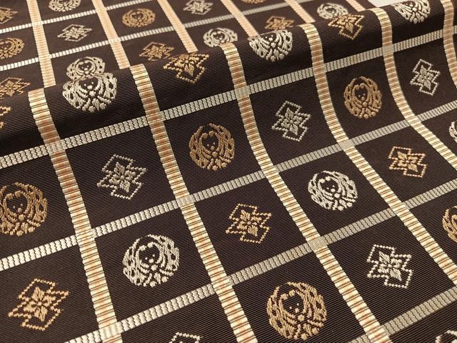 平和屋着物●本場筑前博多織 八寸名古屋帯 格子吉祥花蝶文 正絹 逸品 CABL6336vp