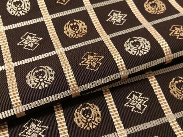 平和屋着物●本場筑前博多織 八寸名古屋帯 格子吉祥花蝶文 正絹 逸品 CABL6336vp