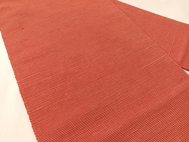 平和屋着物●八寸名古屋帯 紬地 韓紅色 正絹 逸品 CABL6347vp