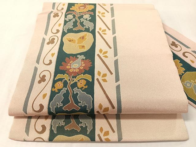 平和屋着物●全通柄 九寸名古屋帯 更紗間道 鬼しぼ縮緬 正絹 逸品 CABL6349vp