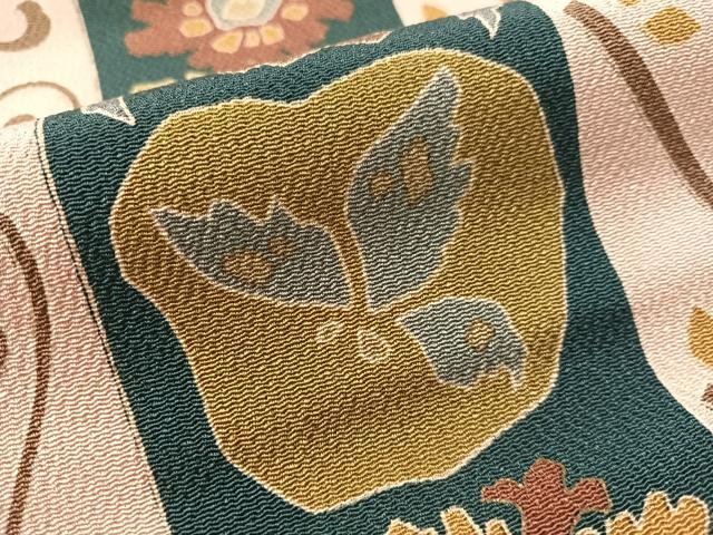 平和屋着物●全通柄 九寸名古屋帯 更紗間道 鬼しぼ縮緬 正絹 逸品 CABL6349vp