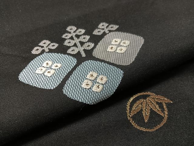 平和屋着物●九寸名古屋帯 立涌花文 黒地 金糸 正絹 逸品 CABL6353vp