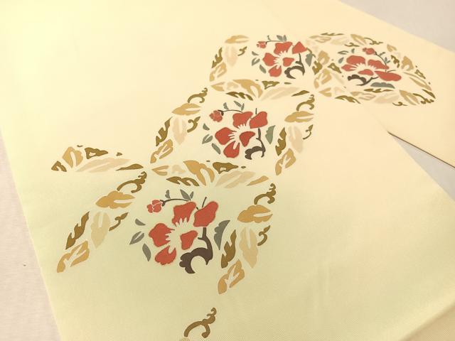平和屋着物●塩瀬 九寸名古屋帯 刺繍 七宝花文 金彩 正絹 逸品 CABL6362vp