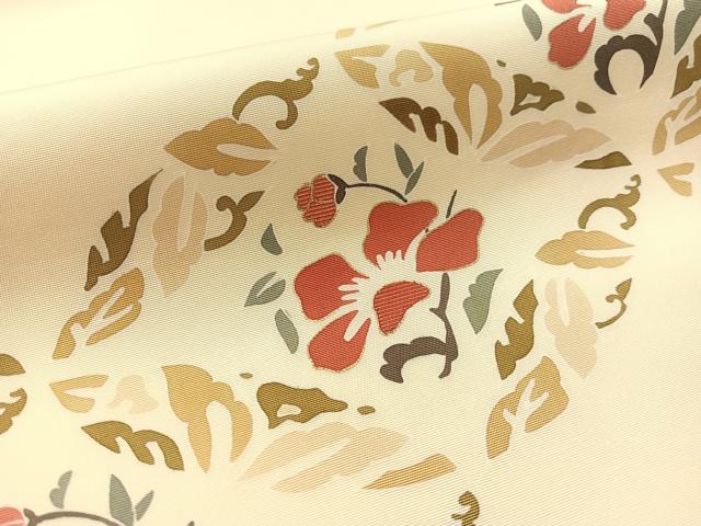 平和屋着物●塩瀬 九寸名古屋帯 刺繍 七宝花文 金彩 正絹 逸品 CABL6362vp