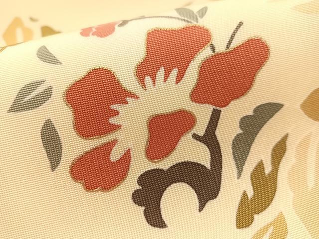 平和屋着物●塩瀬 九寸名古屋帯 刺繍 七宝花文 金彩 正絹 逸品 CABL6362vp