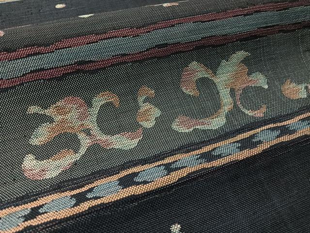 平和屋着物●八寸名古屋帯 紬地 横段吉祥花文 正絹 逸品 CABL6379vp