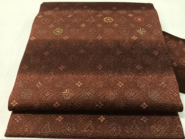 平和屋着物●九寸名古屋帯 総絞り 刺繍 横段七宝花文 金糸 正絹 逸品 CABL6388vp