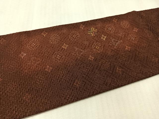 平和屋着物●九寸名古屋帯 総絞り 刺繍 横段七宝花文 金糸 正絹 逸品 CABL6388vp