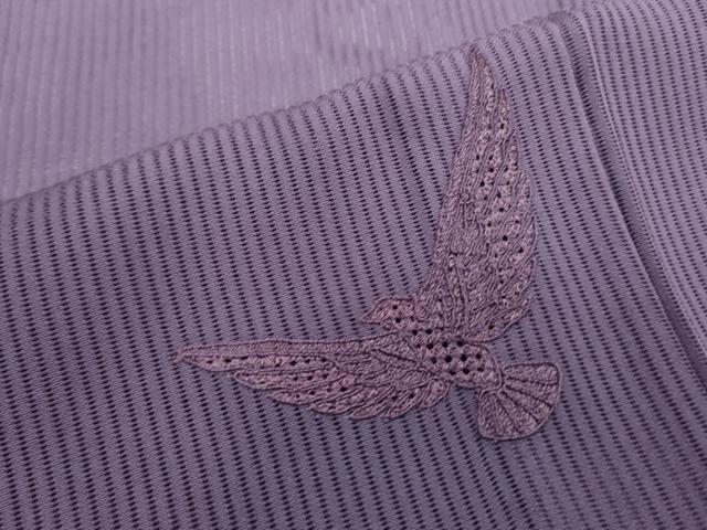 平和屋着物*夏物 染色作家 斉藤三才 中国三大刺繍 スワトウ刺繍 総刺繍 訪問着 縦絽 三才鳥 暈し染め 正絹 逸品 CABL6435th