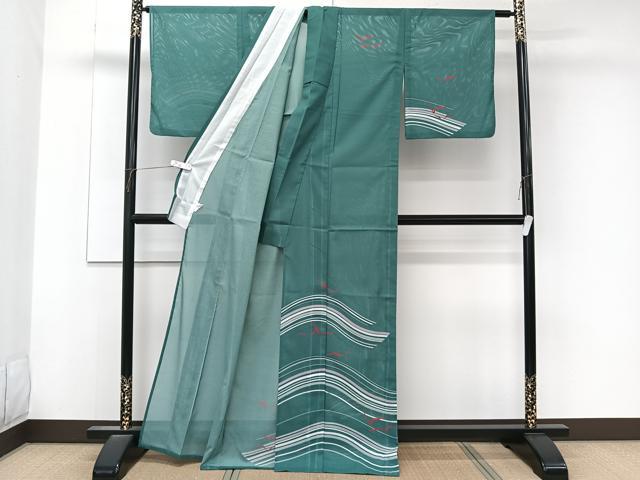 平和屋着物*夏物 訪問着 絽 波飛鳥文 洗える着物 CABL6803xi