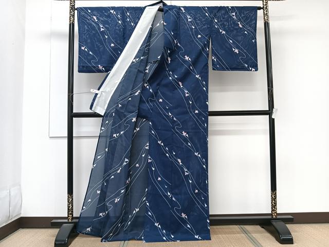 平和屋着物*夏物 小紋 絽 抽象文 洗える着物 CABL6814xi