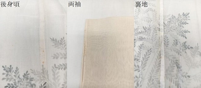 平和屋着物*夏物 訪問着 紗紬 手描き 枝葉文 正絹 逸品 CABL6833xi