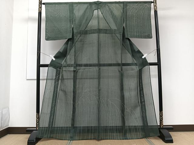 平和屋着物*夏物 絹芭蕉 訪問着 枝垂れ柳文 正絹 逸品 CABL6835xi