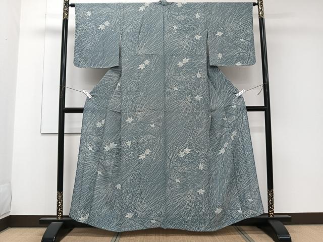 平和屋着物*夏物 小紋 縦絽 枝楓文 正絹 逸品 CABL6840xi