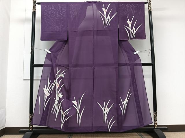 平和屋着物*夏物 訪問着 絽 草花文 銀彩 正絹 逸品 未使用 CABL6846xi