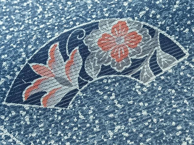 平和屋着物*夏物 小紋 絽 扇花唐草文 洗える着物 CABL6887xi