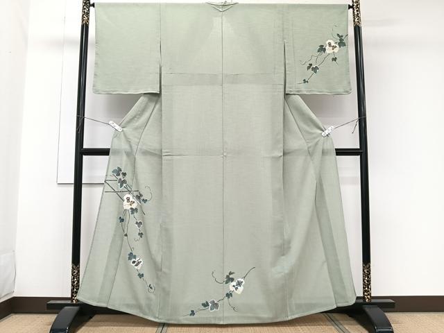 平和屋着物*夏物 訪問着 紗 蔦の葉絵巻文 洗える着物 未使用 CABL6893xi