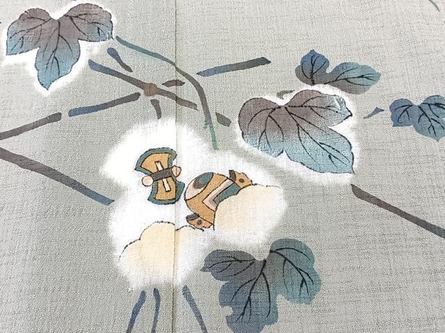 平和屋着物*夏物 訪問着 紗 蔦の葉絵巻文 洗える着物 未使用 CABL6893xi