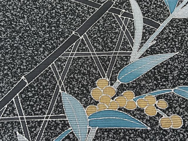 平和屋着物*夏物 小紋 山野愛子 絽 南天文 たたき染め 黒地 銀彩 洗える着物 CABL6895xi