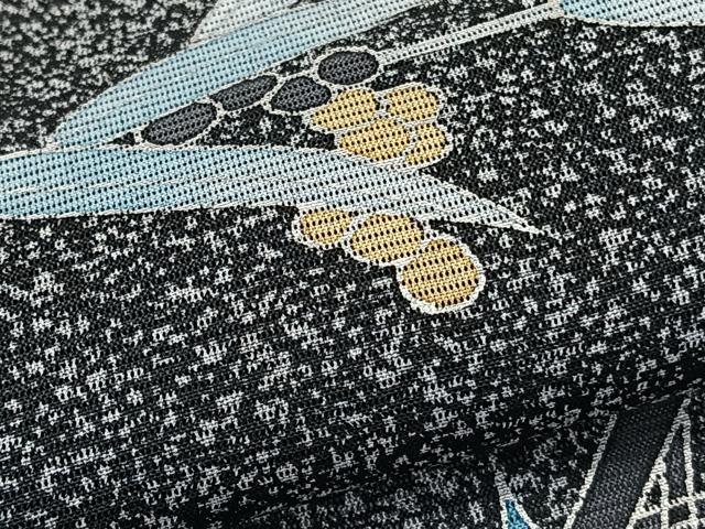 平和屋着物*夏物 小紋 山野愛子 絽 南天文 たたき染め 黒地 銀彩 洗える着物 CABL6895xi