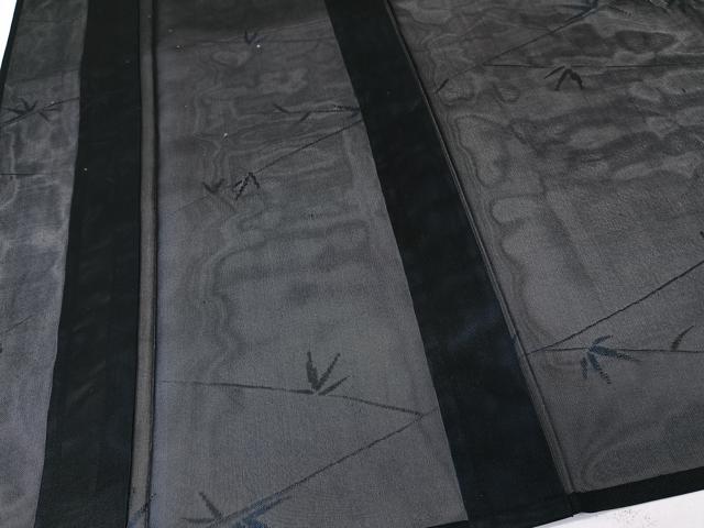 平和屋着物*夏物 小紋 紗 枝笹文 黒地 正絹 逸品 CABL6904xi