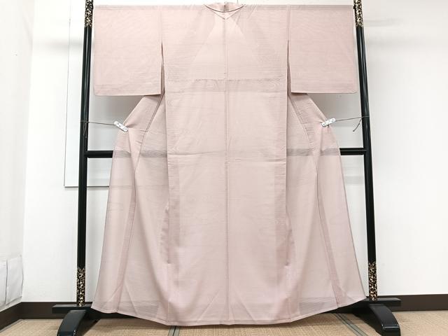 平和屋着物*夏物 色無地 変わり絽 流水紋紗 薄柿色 正絹 逸品 CABL6907xi