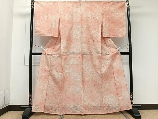 平和屋着物*夏物 紗紬 麻の葉文紋紗 霞文 正絹 逸品 CABL6908xi