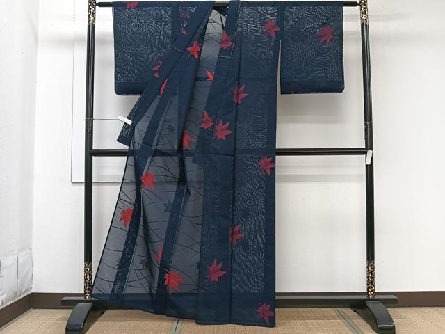 平和屋着物*夏物 小紋 芝楓文 正絹 逸品 CABL6909xi