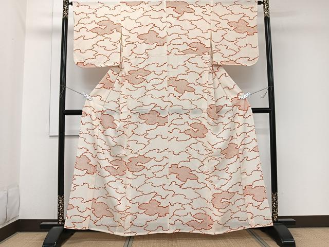 平和屋着物*夏物 小紋 絽 雲取り文 正絹 逸品 未使用 CABL6915xi