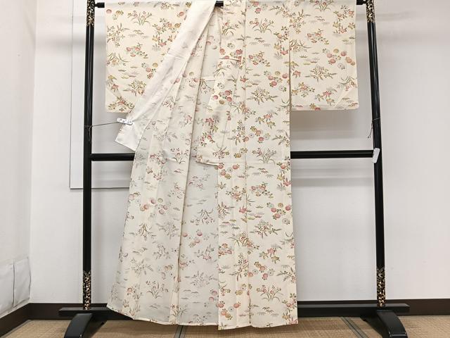 平和屋着物*夏物 小紋 絽 草花文 正絹 逸品 CABL6918xi
