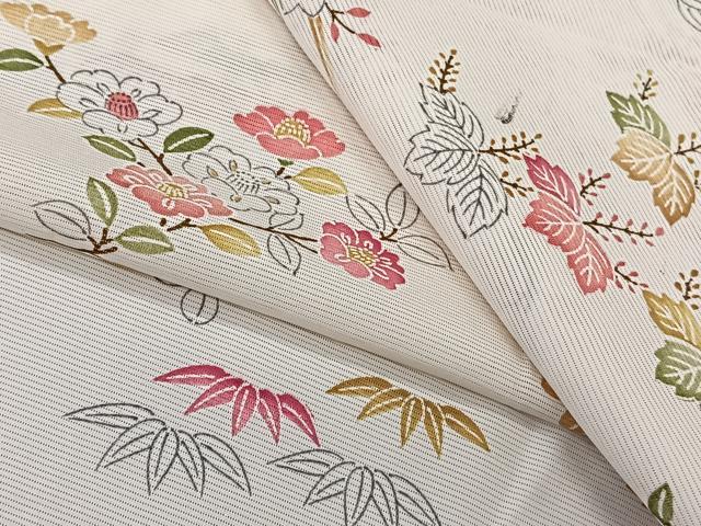 平和屋着物*夏物 小紋 絽 草花文 正絹 逸品 CABL6918xi