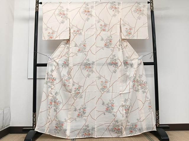 平和屋着物*夏物 小紋 絽 枝草花文 正絹 逸品 CABL6921xi