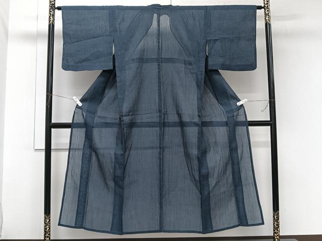 平和屋着物*夏物 本場小千谷縮 青藍色 麻 逸品 CABL6924xi