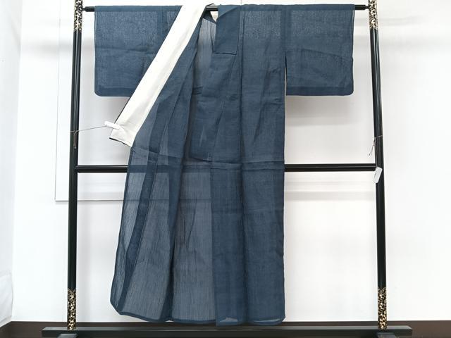 平和屋着物*夏物 本場小千谷縮 青藍色 麻 逸品 CABL6924xi