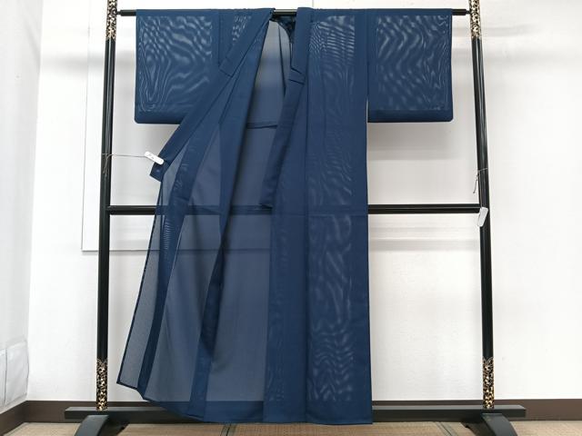 平和屋着物*夏物 色無地 絽 青紺色 洗える着物 CABL6943xi