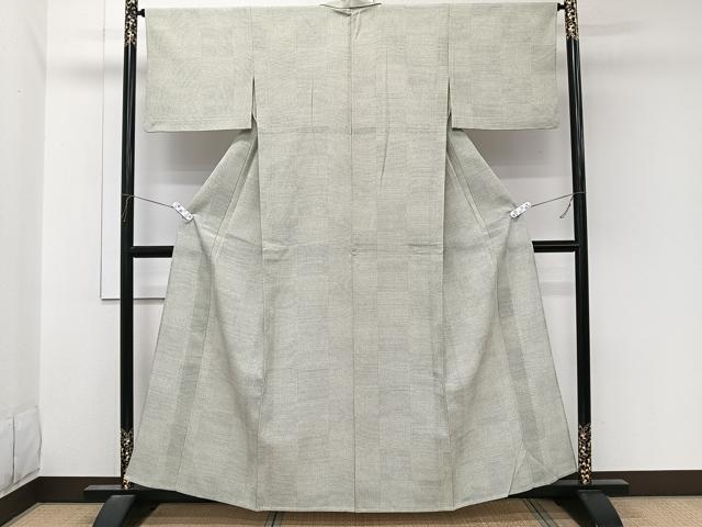 平和屋着物*夏物 紗紬 100亀甲 市松文様 正絹 逸品 CABL6964xi