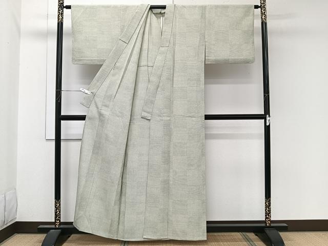 平和屋着物*夏物 紗紬 100亀甲 市松文様 正絹 逸品 CABL6964xi