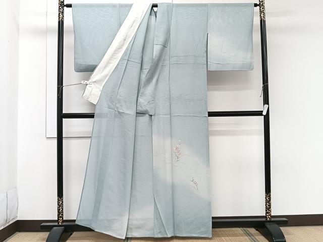 平和屋着物*夏物 訪問着 絽 刺繍 草花文 暈し染め 銀彩 正絹 逸品 CABL6979xi