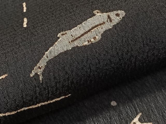 平和屋着物*夏物 小紋 紗 流水魚 正絹 逸品 CABL6995xi